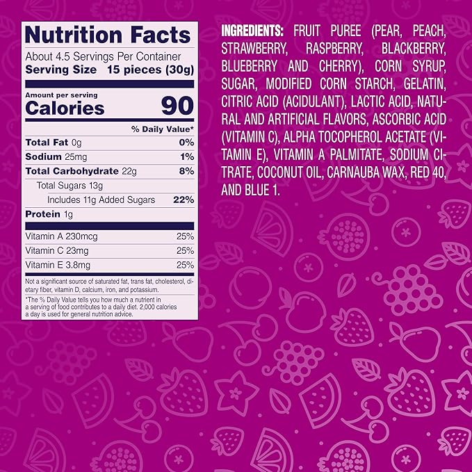 Welch's Fruit Snacks, Berries 'N Cherries Snack Box, Gluten Free, 5oz Snack Packs (Pack of 12)