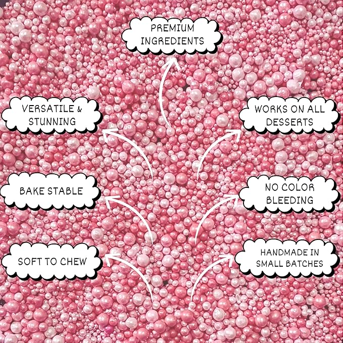Confect Love Disco Balls ??Pearlescent Pink Edible Decorative Sprinkles, Large Dahlia Candy Balls for Cake Decorating, Cupcakes, Cookies & Desserts | Baking Decoration | Vegan, Gluten-Free, Nut-Free, Soy-Free, Dairy-Free, Palm Oil-Free- 4.2 Oz