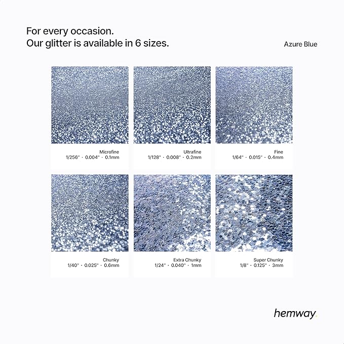 Hemway Premium Glitter Shaker - Azure Blue | 115g Extra Chunky Metallic Flake Sequins for Resin & Epoxy Crafts | Craft Supplies for Tumblers, Festival, Art