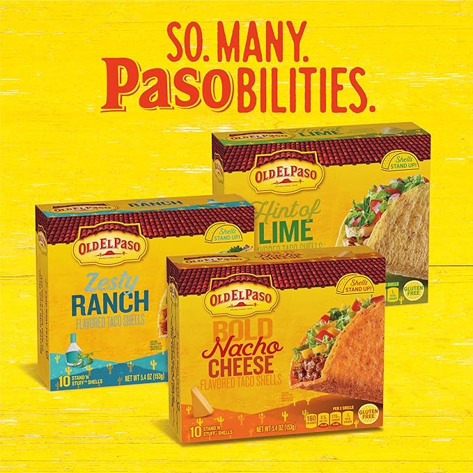 Old El Paso Stand 'N Stuff Bold Nacho Cheese Flavored Taco Shells, 10-count (Pack of 6)