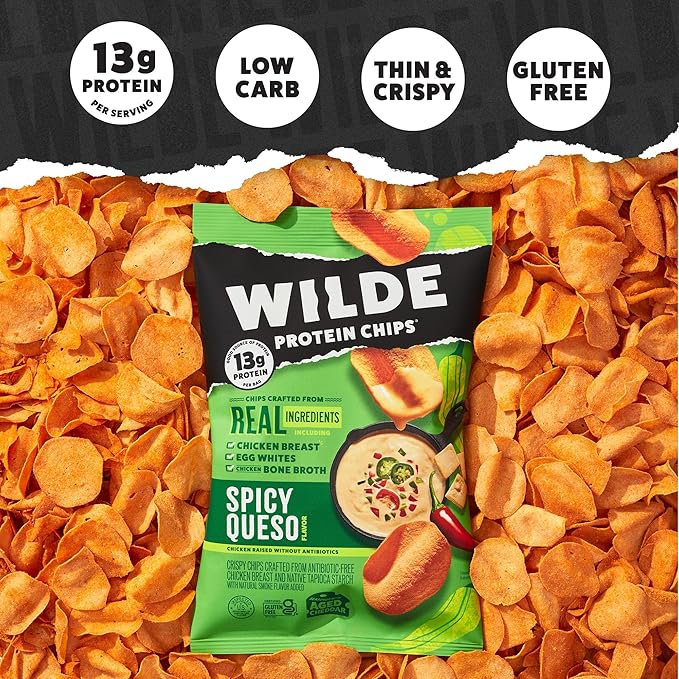 WILDE Protein Chips Variety Pack, High Protein Snacks for Adults, Keto Chips, Gluten Free, Low Carb Snack Box Made with Real Ingredients 1.34oz Bags, Pack of 12
