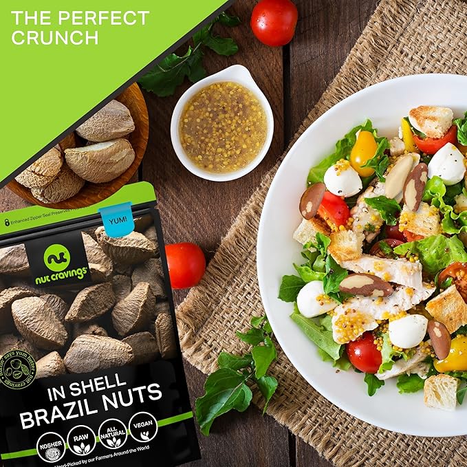 NUT CRAVINGS - Raw Brazil Nuts In Shell - Whole, (16oz - 1 LB) Bulk Nuts Packed Fresh in Resealable Bag - Healthy Protein Food Snack, Food Assortments