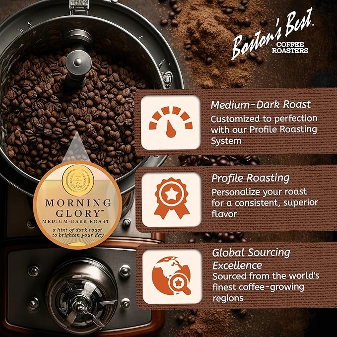 Boston???Best Coffee - Morning Glory Blend, Delicious Medium Dark Roast Delicious Gourmet Coffee, Premium Ground Coffee, 11 oz. / 311 g Bag