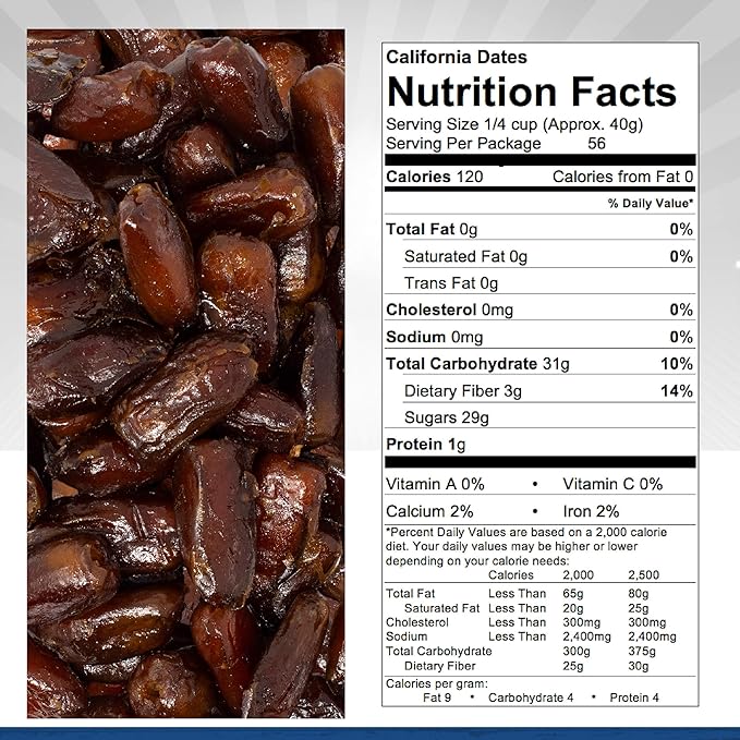 Traina Home Grown California Dried Pitted Dates - Healthy, No Added Sugar, Non GMO, Kosher Certified, Vegan, Value Size (5 lbs)