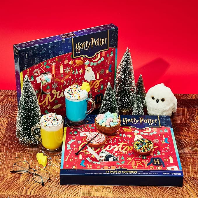 HARRY POTTER 24 Days of Surprises, Includes 12 Color-Changing Hot Chocolate Mixes, 4 Topping Varieties & Stir Wand Officially Licensed, Advent Calendar 2025