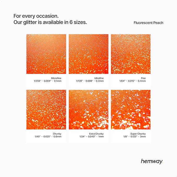 Hemway Premium Glitter Shaker - Fluorescent Peach | 130g Ultrafine Metallic Flake Sequins for Resin & Epoxy Crafts | Craft Supplies for Tumblers, Festival, Art