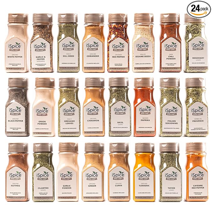 iSpice Spices and Seasonings Sets Starter Kitchen Set for Cooking - Spices Variety Pack Herb, & Seasoning |Gifts Home Basic Spice Set | 24 Pack Starter Spice Gift Set | Fiona