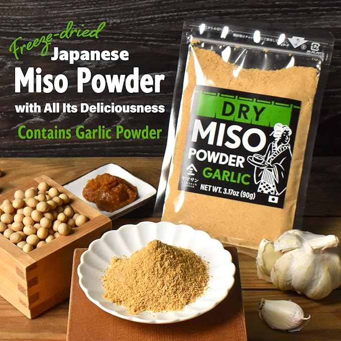 YAMASAN KYOTO UJI Japanese Dry Garlic Miso Seasoning, Freeze-Dried Miso Powder Mixed With Garlic Powder, Rich Aroma and Umami, No Additives, Vegan, Made in Japan 90g(3.17oz)