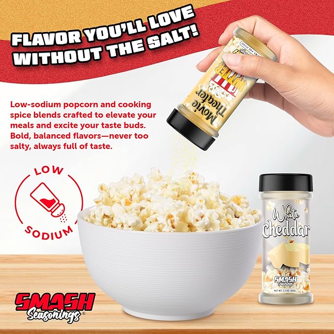 White Cheddar & Movie Theater Butter Popcorn Seasoning Shaker ??2 Pack Double Flavor Blend with Rich Butter & Sharp Cheese ??Sprinkle for Popcorn, Fries, Pasta, Chips, Veggies, Snacks, Gatherings