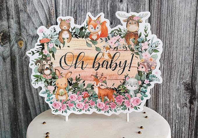 25pcs Woodland Animal Cupcake Toppers - Baby Shower Decorations for Woodland Party Supplies