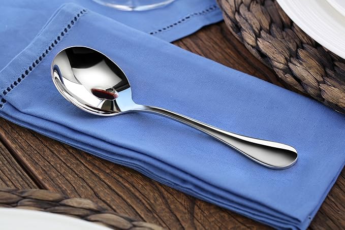 Artaste Rain 18/10 Stainless Steel (Silver (Set of 12), Bouillon Spoon (6-Inch))