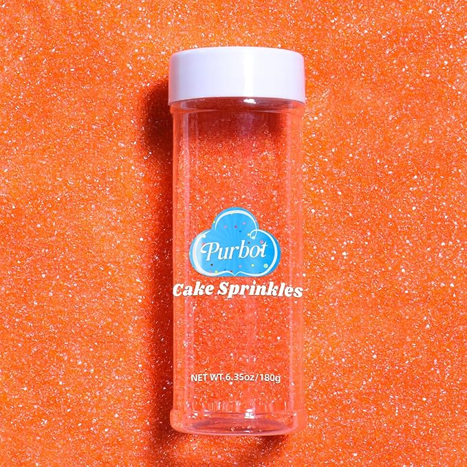 Orange Sprinkles Sanding Sugar, 6.35 Oz Edible Sparkling Sugar Crystals for Baking Cookies Ice Cream Cupcake Cake Decorations