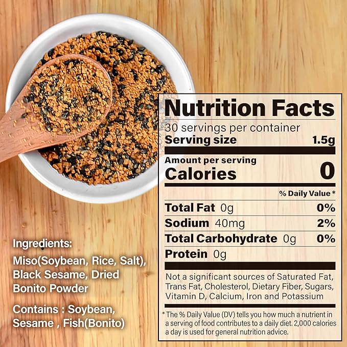YAMASAN KYOTO UJI Japanese Furikake Seasoning, Rich Red Miso with Dried Bonito Flakes and Black Sesame (45g), Made in Japan,Sold by Japanese company