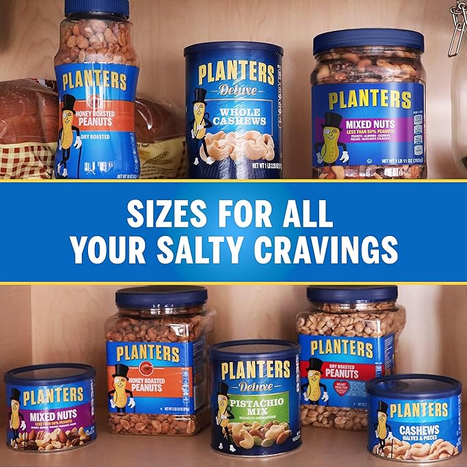 PLANTERS Salted Mixed Nuts, Party Snacks, Plant-Based Protein, 27 Oz Canister (Pack of 2)