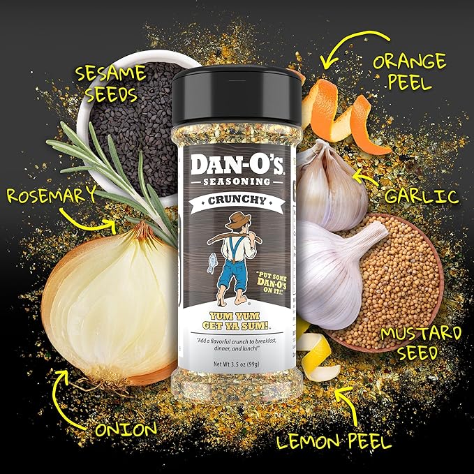 Dan-O's 5 Bottle Seasoning Set, Small Bottles, 5 Pack, Includes Original, Spicy, Chipotle, Crunchy and Cheesoning Seasonings, Sugar Free, Zero Calorie, All-Purpose Seasoning Kit