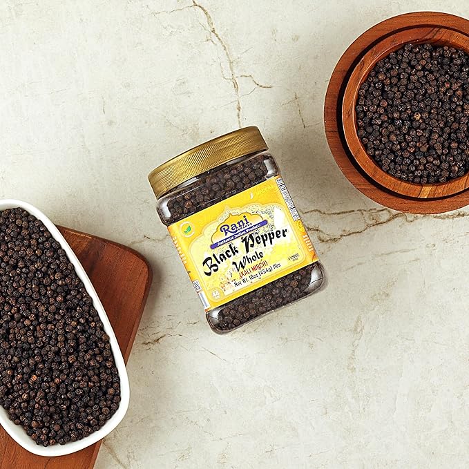 Rani Black Pepper Whole (Peppercorns), Premium MG-1 Grade 16oz (1lb) 454g Bulk PET Jar ~ All Natural | Gluten Friendly | Non-GMO | Kosher | Product of Vietnam | Perfect size for Grinders!