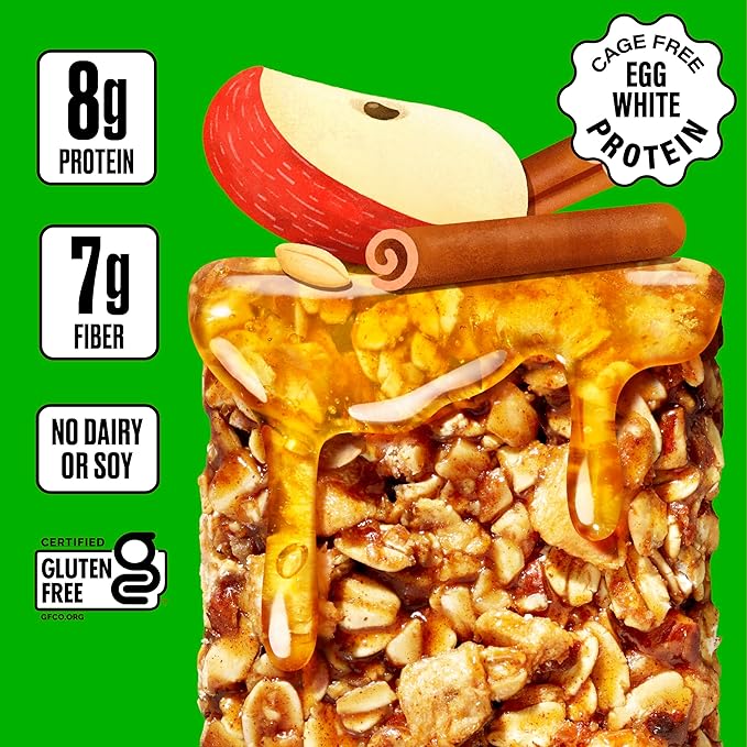 Over Easy Soft and Chewy Granola Breakfast Bars - Granola and Protein Bars - Energy Snack Bars - Clean, Gluten Free, Dairy Free, Soy Free and Kosher (Apple Cinnamon, 12 Count)