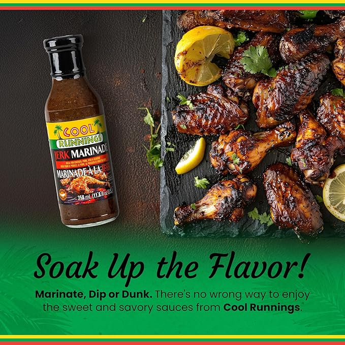 Cool Runnings Jerk Marinade 350ml - Bold and Flavorful Jamaican Stye Marinade for Grilling, Roasting, and Oven baked dishes such as Chicken, Pork, and Seafood