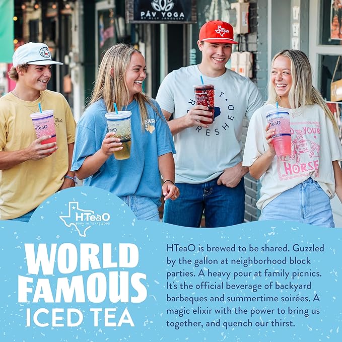 HTeaO Georgia Peach & Hibiscus Black Tea – Texas-Style Flavored Iced Tea Bags for Summer – Instant Ice Tea Packets for Quick Brew - Loaded Tea Sachets Ready in 5 Minutes (16-Count, Makes 8 Gallons Total)