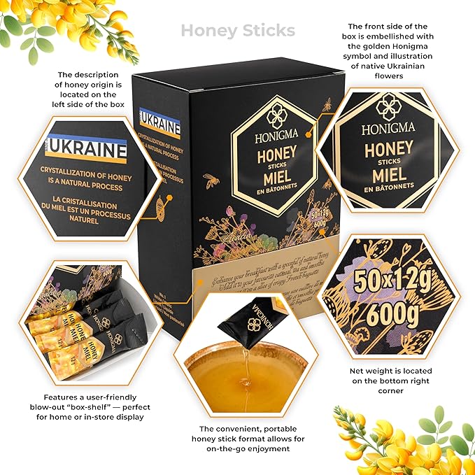 Honigma Honey Collection | Pure & Exquisite | Sustainably Sourced from Ukraine | Pack of 6