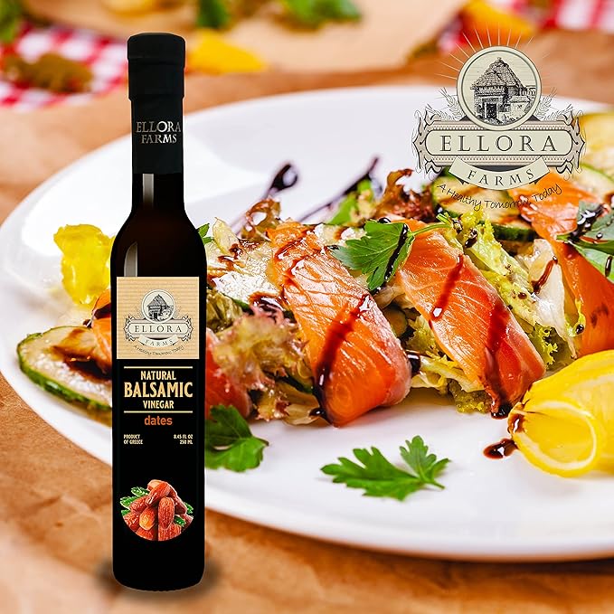 Ellora Farms, Date Balsamic Vinegar, Thick and creamy, Barrel aged, No-added sugar, Award Winning, Glass bottle, 8.45 oz., Pack of 1