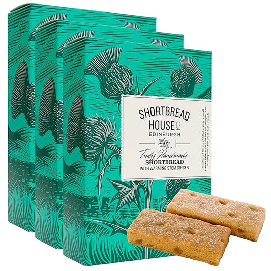 Shortbread House of Edinburgh Truly Handmade Shortbread Fingers with Warming Stem Ginger, 6oz Box (Pack of 3)