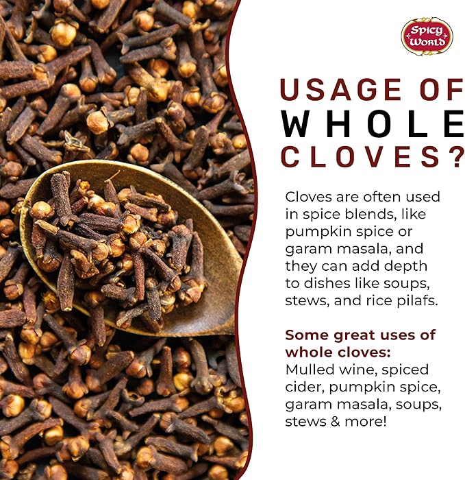 Whole Cloves 7 Oz Bag - Great for Foods, Tea, Pomander Balls, and Even Potpourri - by Spicy World
