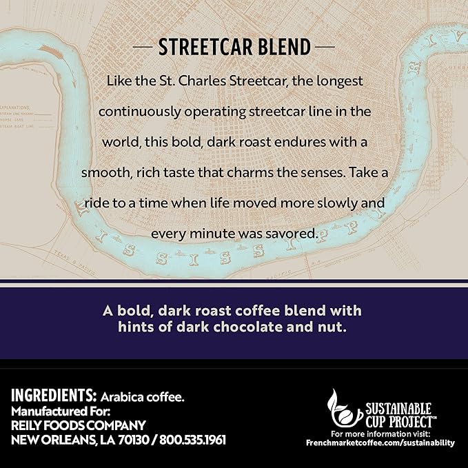 French Market Streetcar Blend Dark Roast Single Serve Coffee Pods, 12ct Box (Pack of 1)