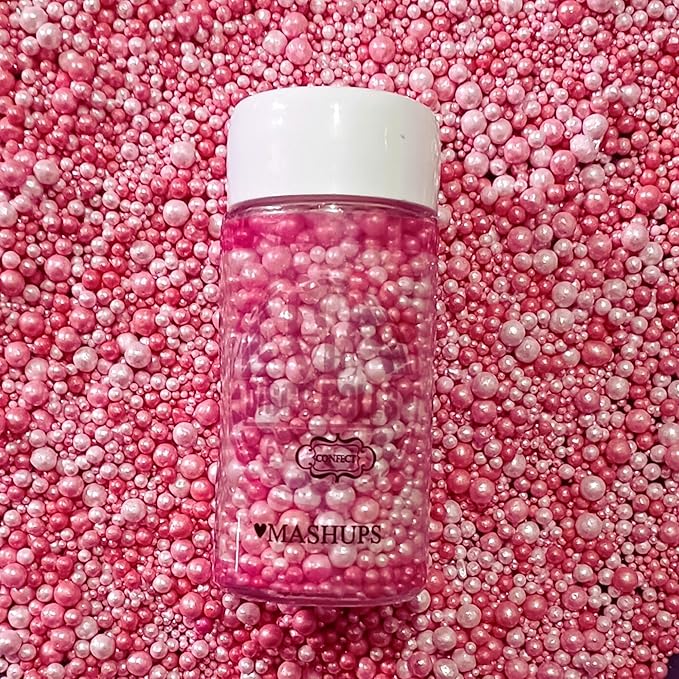 Confect Love Disco Balls ??Pearlescent Pink Edible Decorative Sprinkles, Large Dahlia Candy Balls for Cake Decorating, Cupcakes, Cookies & Desserts | Baking Decoration | Vegan, Gluten-Free, Nut-Free, Soy-Free, Dairy-Free, Palm Oil-Free- 4.2 Oz