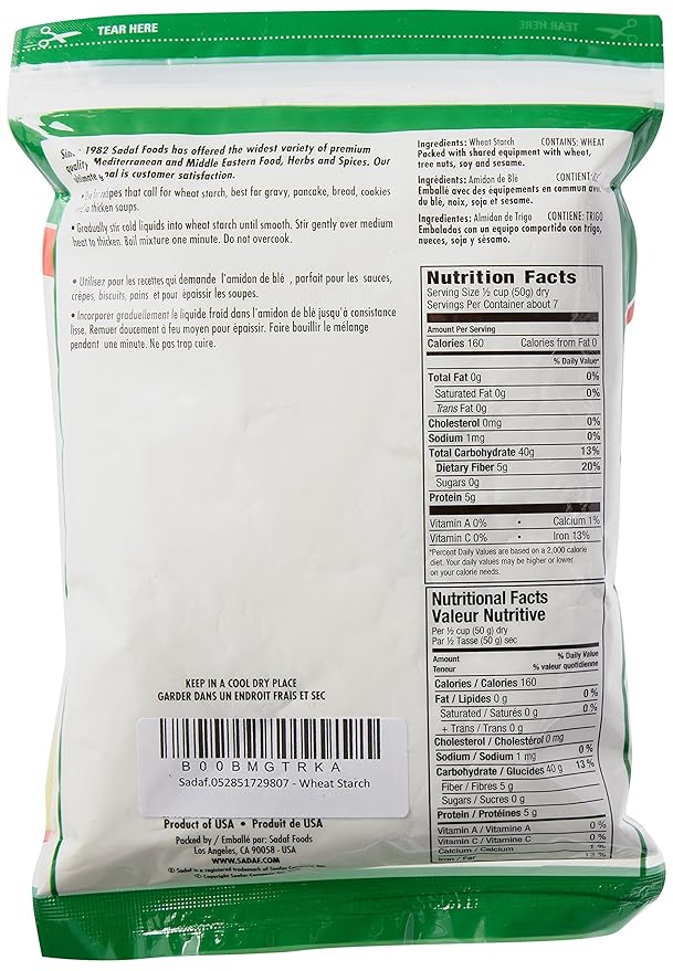 Sadaf Wheat Starch - Cook Asian dishes with 驛꾤쾳 - Bugday Nisastasi - Kosher, Halal and Vegan - 12 oz bag