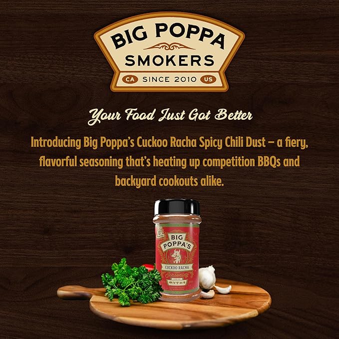 Big Poppa’s Cuckoo Racha Spicy & Sweet BBQ Rub – Bold Honey & Sriracha Spice Blend for Pork, Chicken, Wings & Shrimp – Flavor-Packed Seasoning for Grilling, Smoking & Backyard BBQ Pros (10 Oz)