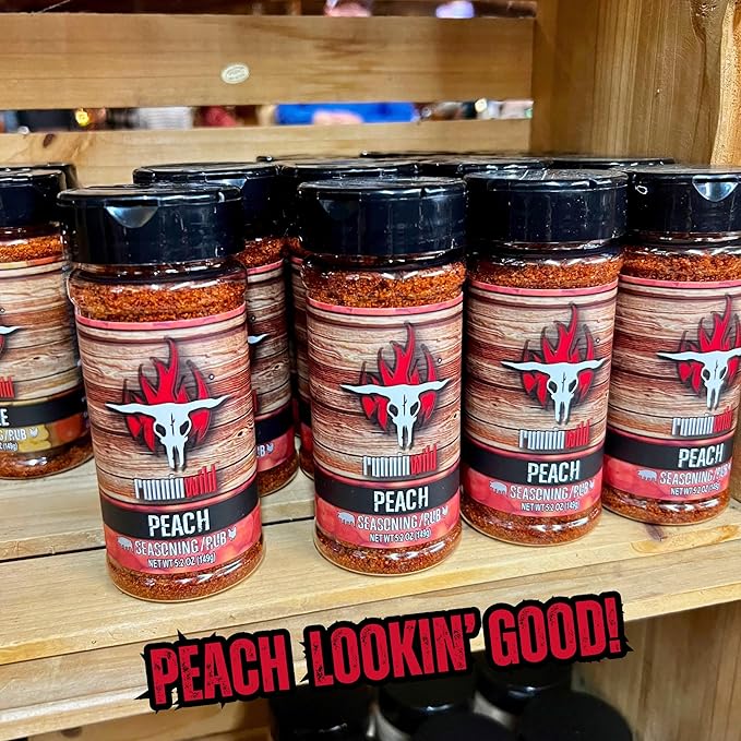 Gourmet BBQ Peach Rub Seasoning – Bursting with Sweet, Smoky & Bold Peach Flavor | Runnin' Wild Foods, 5.2 oz