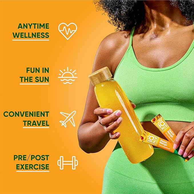IQMIX Hydration Electrolyte Powder ??4-in-1 Formula for Hydration, Mental Clarity, Mood and Recovery ??Sugar-Free Drink Mix, Keto, Magnesium L-Threonate, Lion?™s Mane ??40 Count Peach Mango