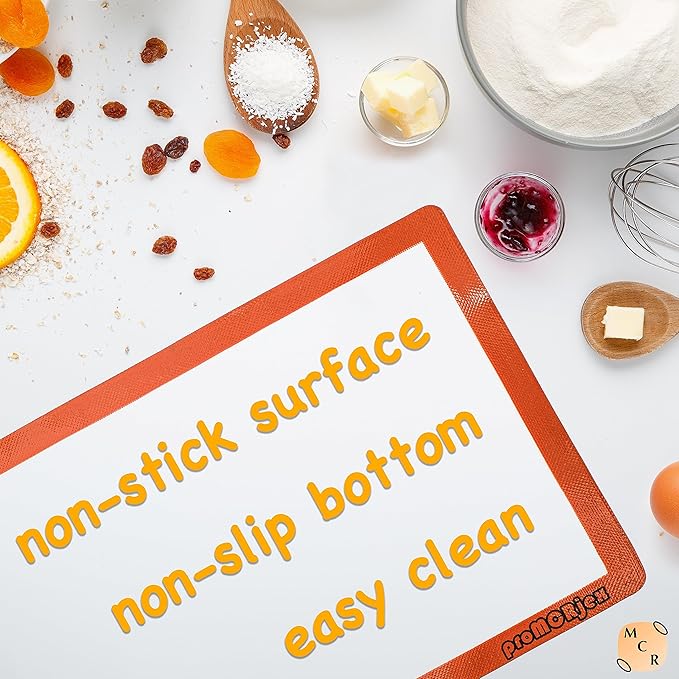 Silicone Baking Mats Half Sheet/Full Sheet Non-Stick Cookie Sheet for Baking Silicon Baking Mat Set (12” x 16” & 16” x 24” Pack of 2)