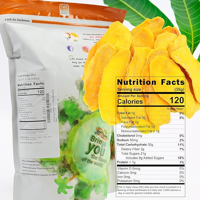 Anna and Sarah Extra Low Sugar Added Dried Mango Slices 80 Oz - Delicious Texture Soft & Juicy Dried Mango - Gluten Free - Non GMO - Kosher - Natural Source of Vitamin C, in Resealable Bag 5 Lbs