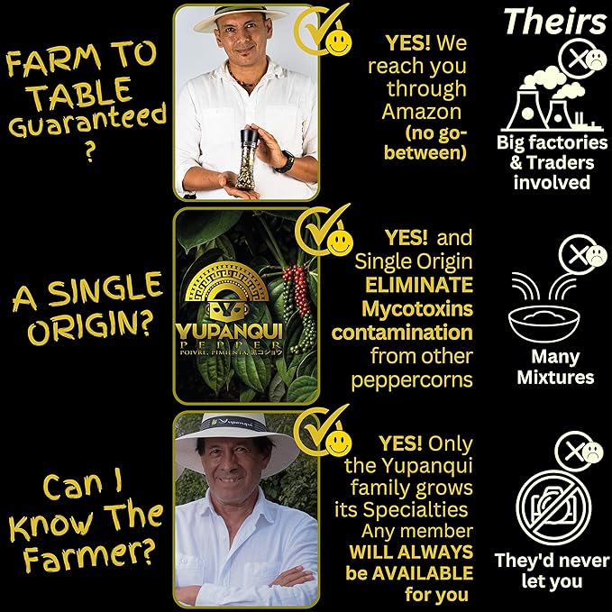 YUPANQUI Organic Black Peppercorns for Grinder Refill Award-Winning Organic Black Pepper corns 17.6oz Gourmet Peppercorns Whole