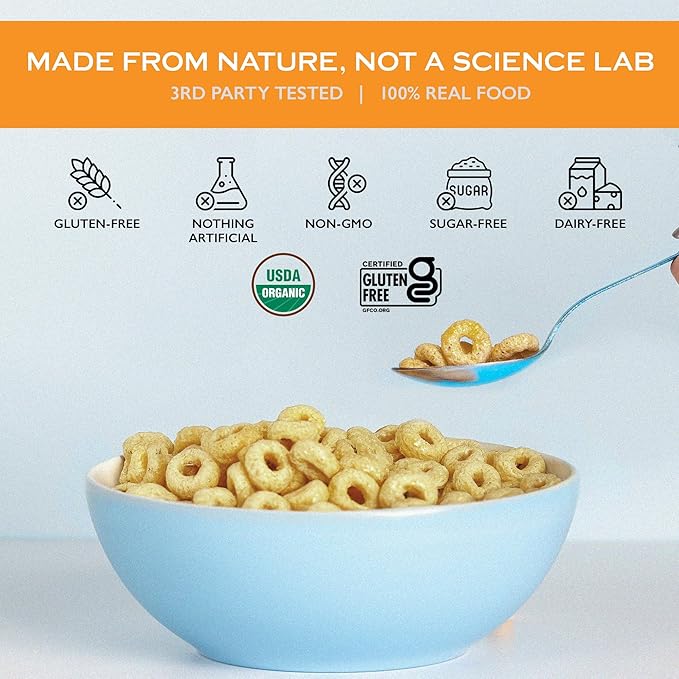 Lovebird Organic Gluten Free Cereal, Honey Flavor ??Prebiotic Fiber, Gut Health, Low Sugar, Grain Free, Breakfast or Snack ??Healthy Cereal Made With Real Food, 3 Pack, Kids & Adults