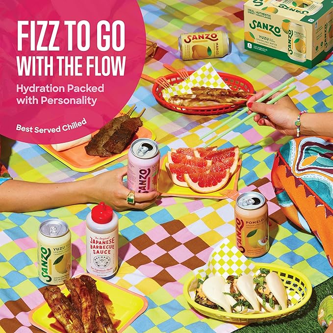 Sanzo Flavored Sparkling Water - Golden Lime Seltzer (Calamansi) - Low Calorie Low Sugar Soda - Craft Asian Drinks - Vegan Gluten Free Carbonated Flavored Water - Fizzy Healthy Drinks - 12oz, 12 Pack