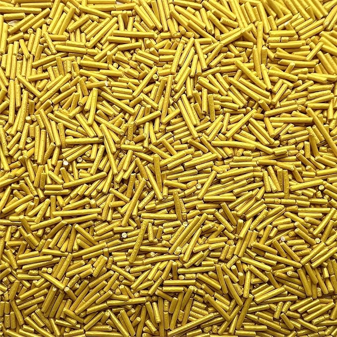 SE Si&Moos Gold Jimmies Sprinkles Gold Sprinkles for Cake Decorating Edible Crunchy Jimmies for Topping Ice Cream, Cookies, Cakes, Cupcakes, Dessert Decorating 3 OZ
