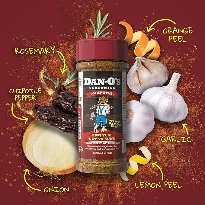 Dan-O's 3 Bottle Seasoning Set, Small Bottles, 3 Pack, Includes Original, Chipotle and Cajun Seasonings, Sugar Free, Zero Calorie, Use this Seasoning Kit on Meat, BBQ or Sauce