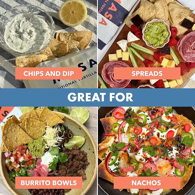 MASA Tortilla Chips Snack Pack - Seed Oil Free Snacks, Organic Chips Tortilla - Gluten & Dairy Free, Naturally Grown Corn Chip - Made with Grass Fed Tallow & Sea Salt (2 Pack, 5oz Each - White Corn)