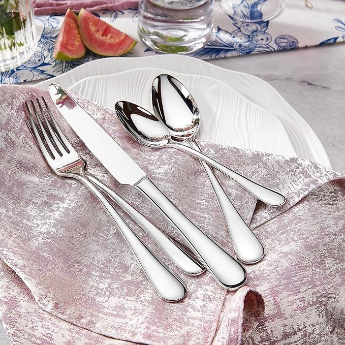 KEAWELL Premium Verona 4-Piece 6.5 inch Spoon Set ??18/10 Stainless Steel, Heavy-Duty Mirror-Finished Silverware for Daily Meals, Hosting and Special Occasions (4, Teaspoons)