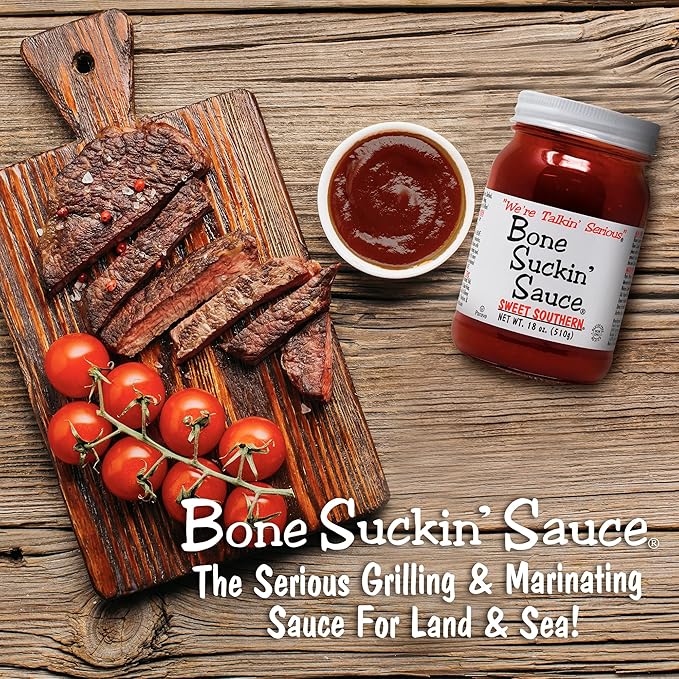 Bone Suckin' Sauce Sweet Southern BBQ Sauce, Gluten-Free, Non-GMO, Kosher, Sweetened with Cane Sugar & Molasses, All-Purpose Barbecue Sauce, For Ribs, Chicken, Pork, Beef (1 Count, Sweet Southern)