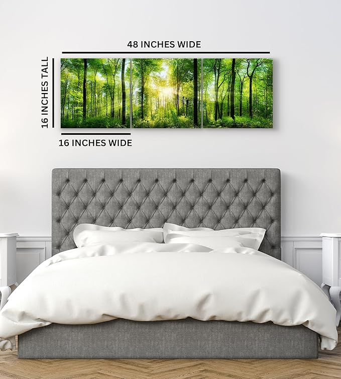 Lovely Home Essentials Forest Canvas Wall Art Decor Canvas Wall Art Decor - 3 Piece Set - Large Decorative & Modern Multi Panel Split Prints for Dining & Living Room, Kitchen, Bedroom & Offic