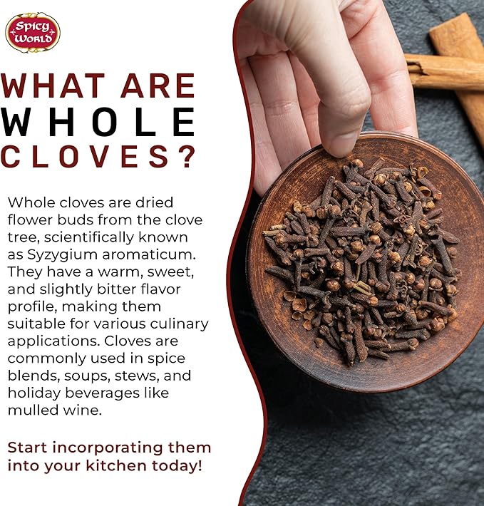 Whole Cloves 7 Oz Bag - Great for Foods, Tea, Pomander Balls, and Even Potpourri - by Spicy World