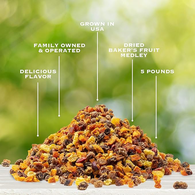 Traina Home Grown Sun Dried Baker?셲 Fruit Medley - Diced Peaches, Cranberries, Apricots, Pears, Nectarines, and Raisins - Non GMO, Gluten Free, Value Size(5 lbs)