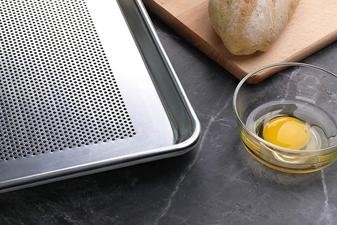 New Star Foodservice Commercial-Grade 18-Gauge Aluminum Sheet Pan/Bun Pan (13 L x18 W x1 H (Half Size) Pack of 12)