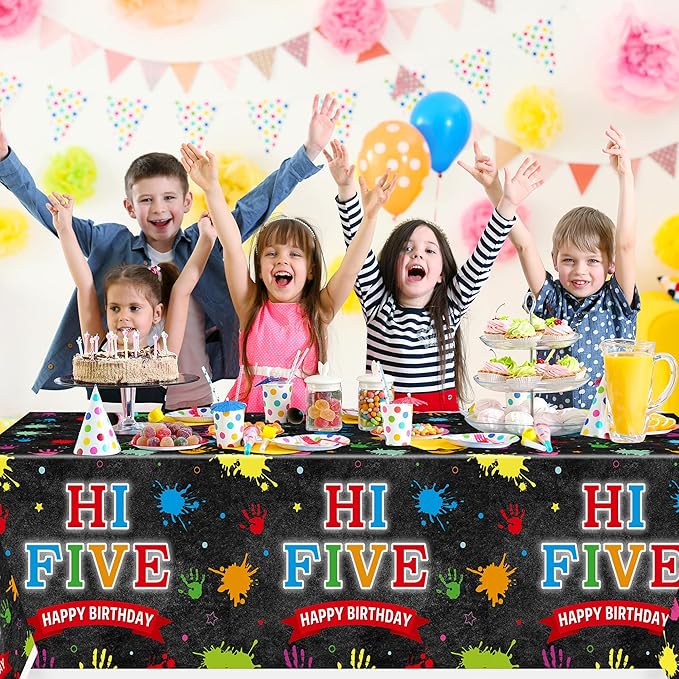 Hi Five Painting Party Tablecloths - 3Pcs Art Paint Colorful Party Table Covers Decorations, Artist Drawing Theme Rectangular Plastic Disposable Table Cloth Decor for Kid Birthday Baby Shower Supplies