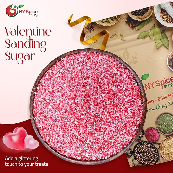 NY Spice Shop Valentines Sanding Sugar - 1 Pound Sweet Colorful Edible Sprinkles - Glitter Sprinkles for Cookies Decoration - Sprinkle Sugar Trendy Treats