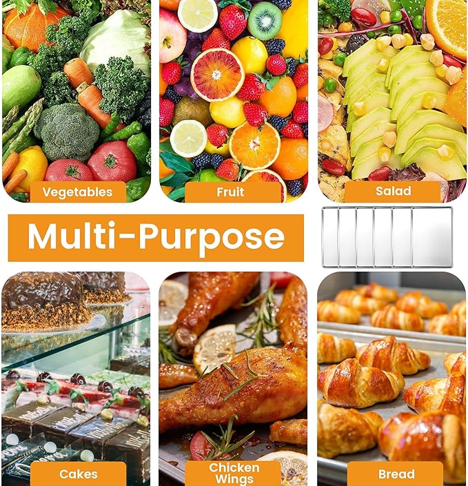 6 Pack Half Size Baking Sheet Pan, Aluminum Commercial Cookie Sheet Pan, Durable & Anti-Stick 18?쓝 13??,<div>
